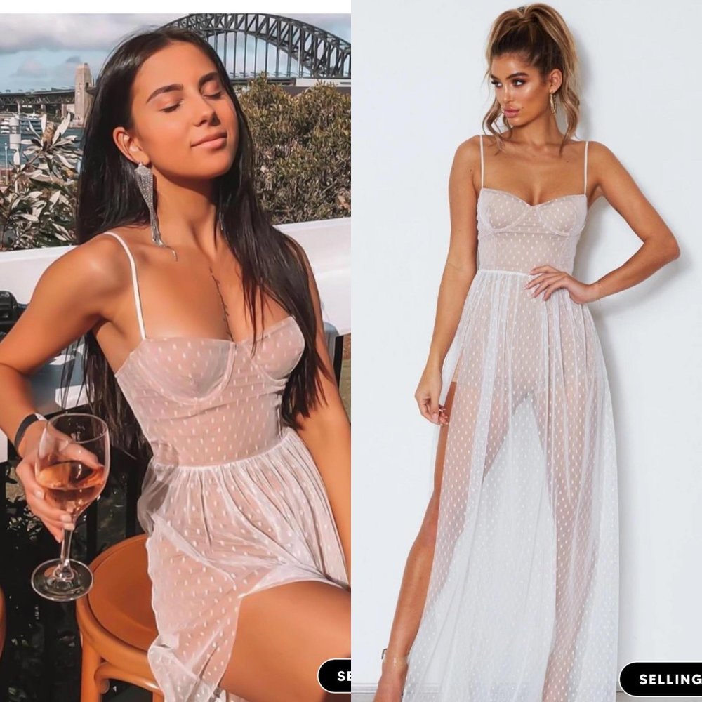 SIZE SMALL | NEW Mesh Maxi Dress White